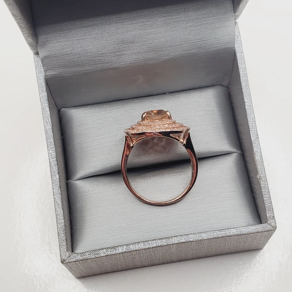 18k Rose Gold Triple Halo Morganite Ring